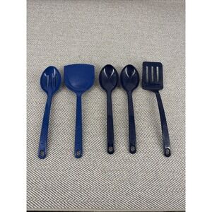 Lot of 5 Vintage Ultratemp BLUE Utensil 3x Spoons  2x Spatula
